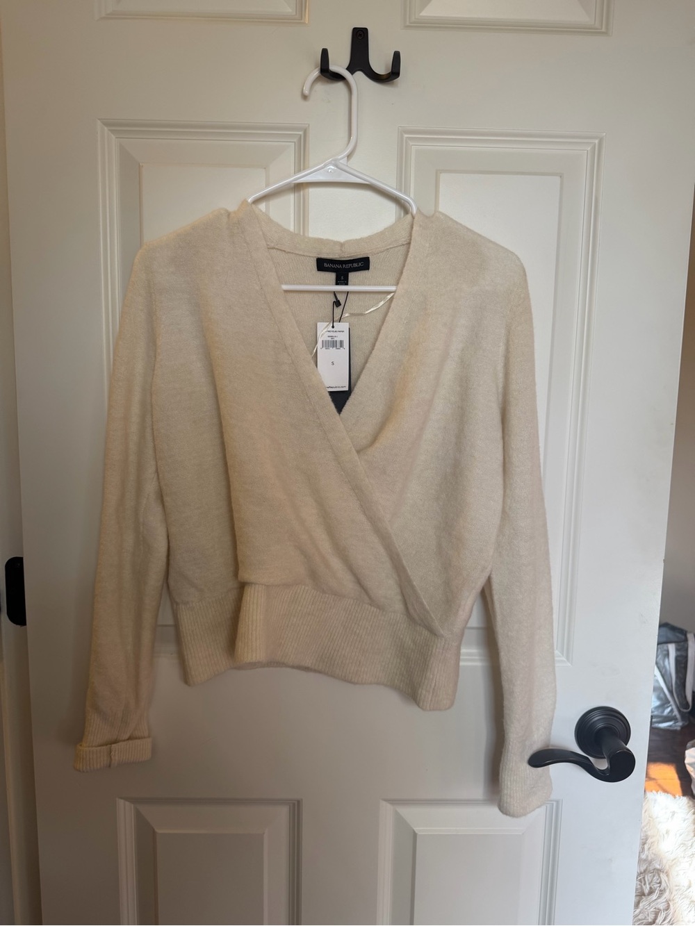 Banana Republic Cream Wrap V-Neck Sweater